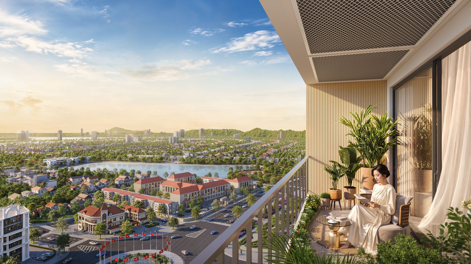 View từ logia tòa Sky 37 hướng hồ Goong