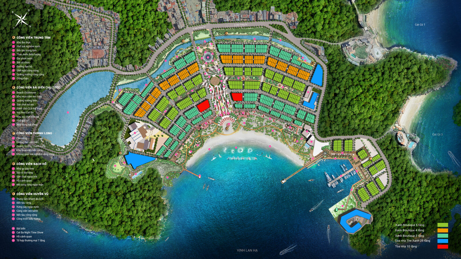 Mặt bằng tổng thể Xanh Island bên vịnh trung tâm đảo Cát Bà